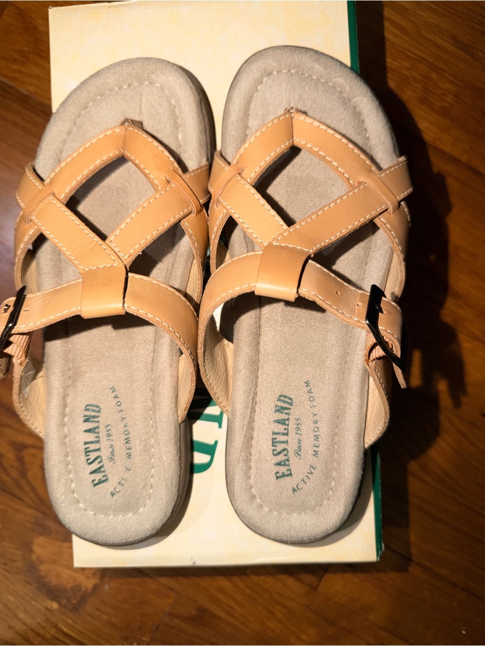 Eastland Tan Leather Cross-Strap Sandals